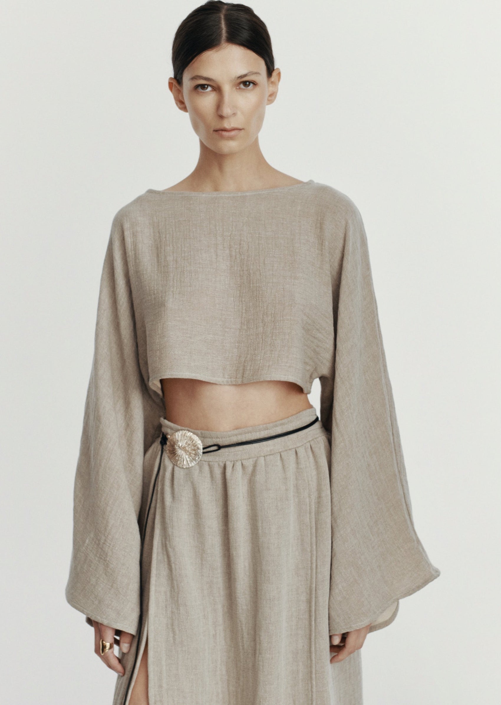 SARA TOP MUSLIN VINTAGE SAND LECOLLET