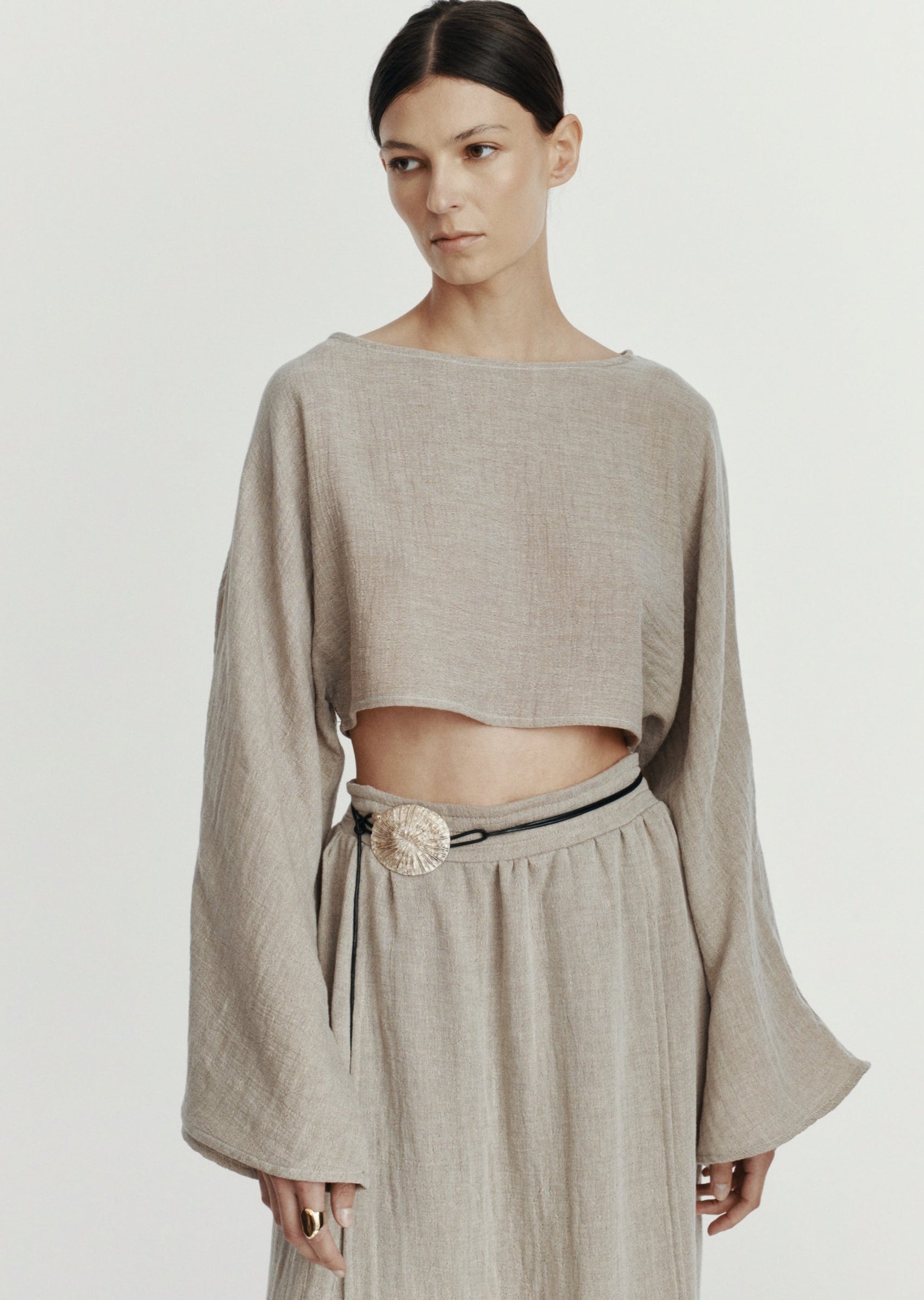 SARA TOP MUSLIN VINTAGE SAND LECOLLET