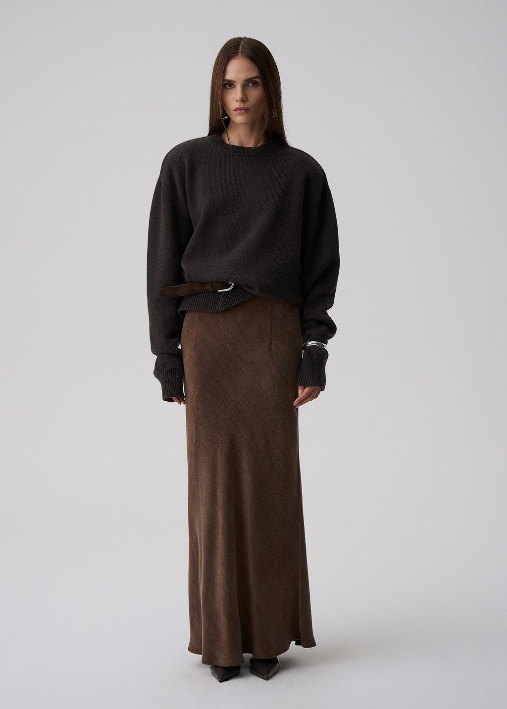 SPÓDNICA ALBANA NEW LONG BROWN LECOLLET