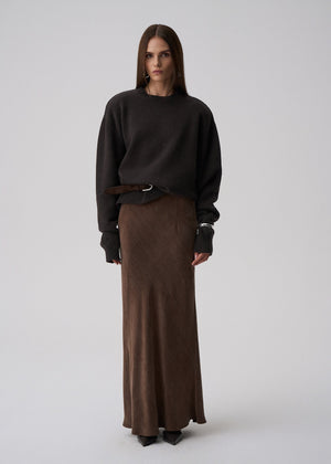 SPÓDNICA ALBANA NEW LONG BROWN LECOLLET