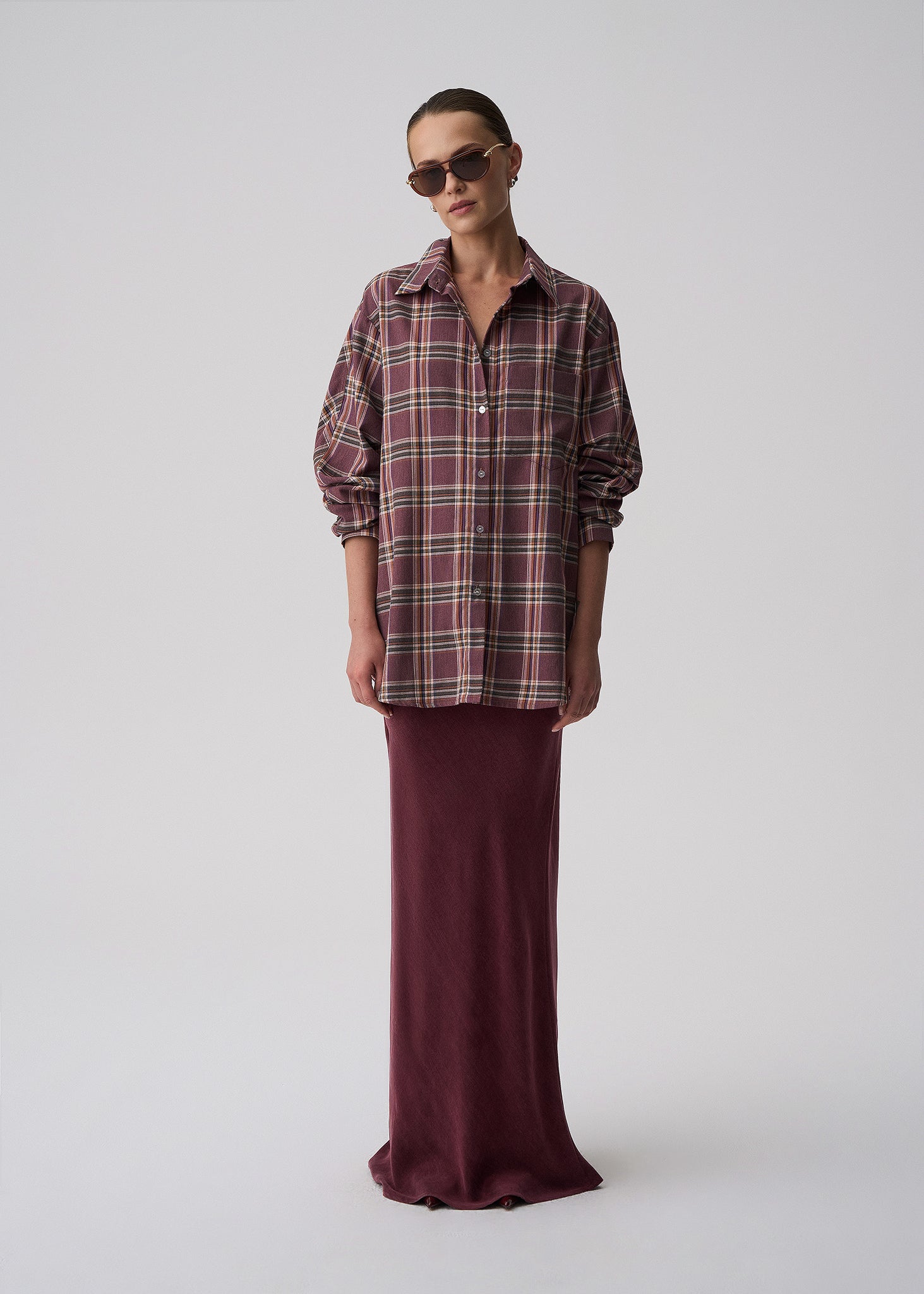 SPÓDNICA ALBANA NEW LONG AUBERGINE LECOLLET