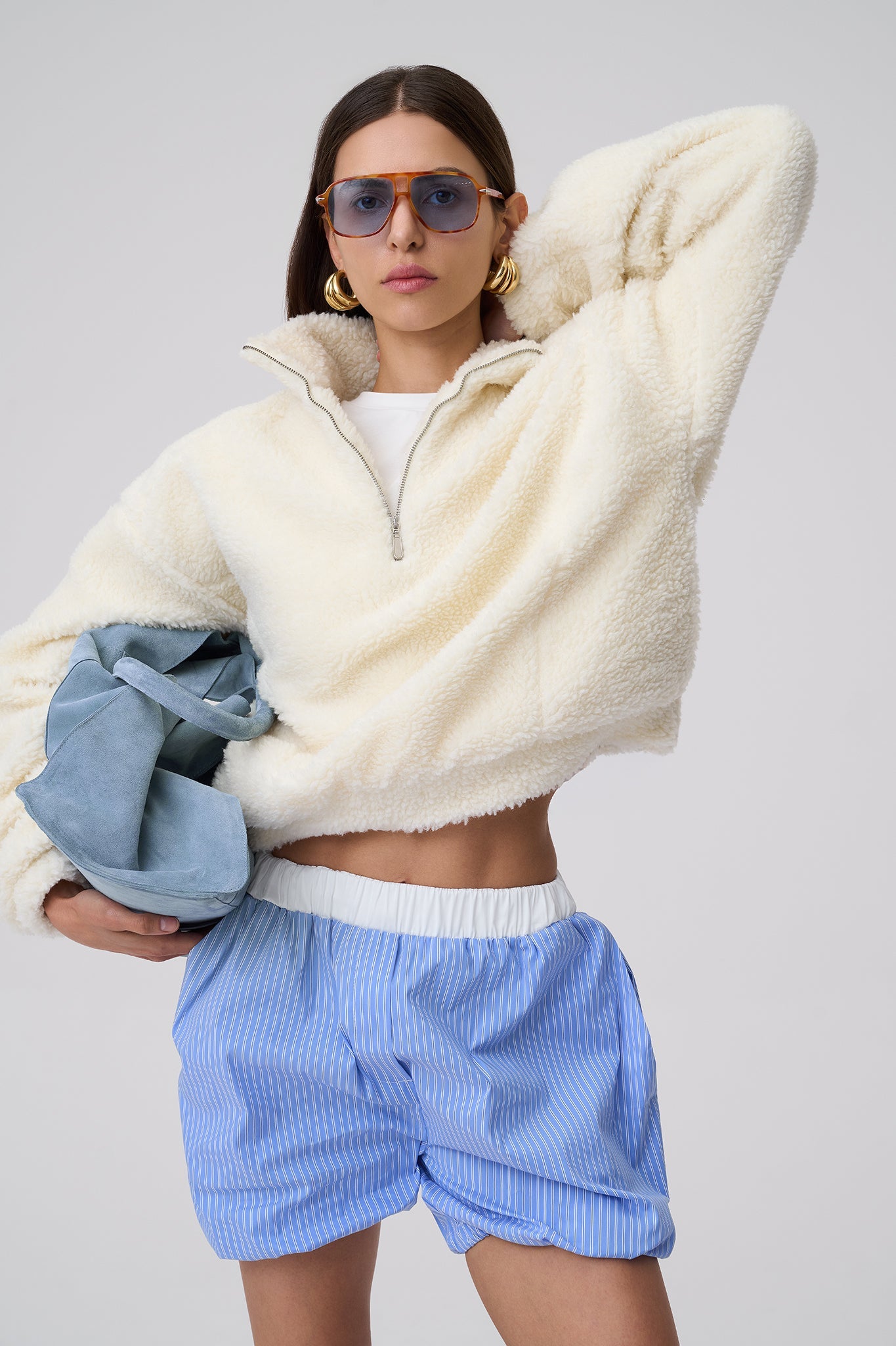 TORBA BIG BAG LIGHT BLUE SUEDE LECOLLET