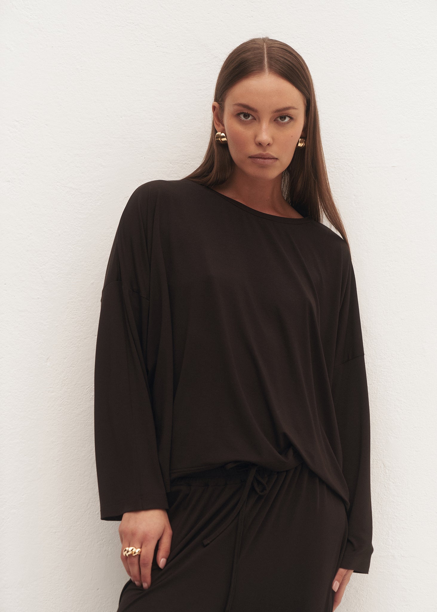 LONGSLEEVE TONIA BAMBOO DARK CHOCO LECOLLET