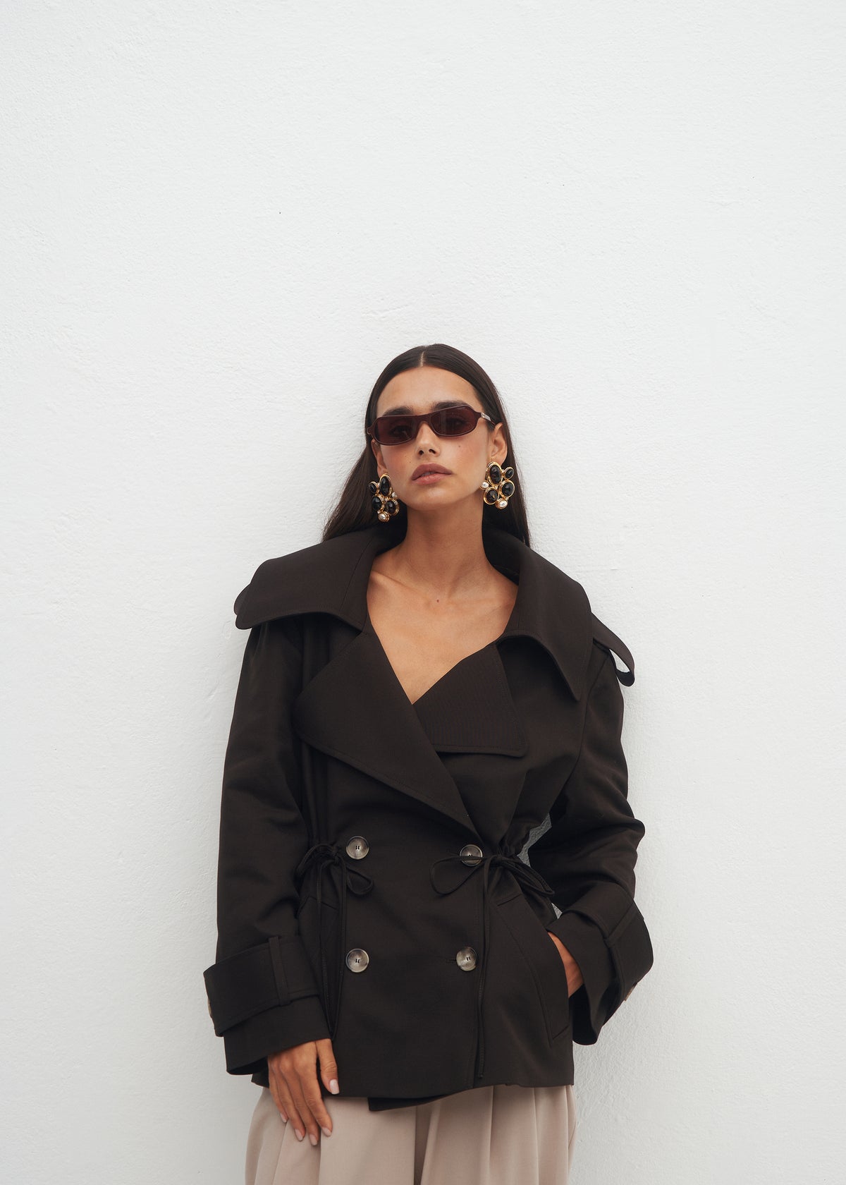 ELISE SHORT BROWN TRENCH