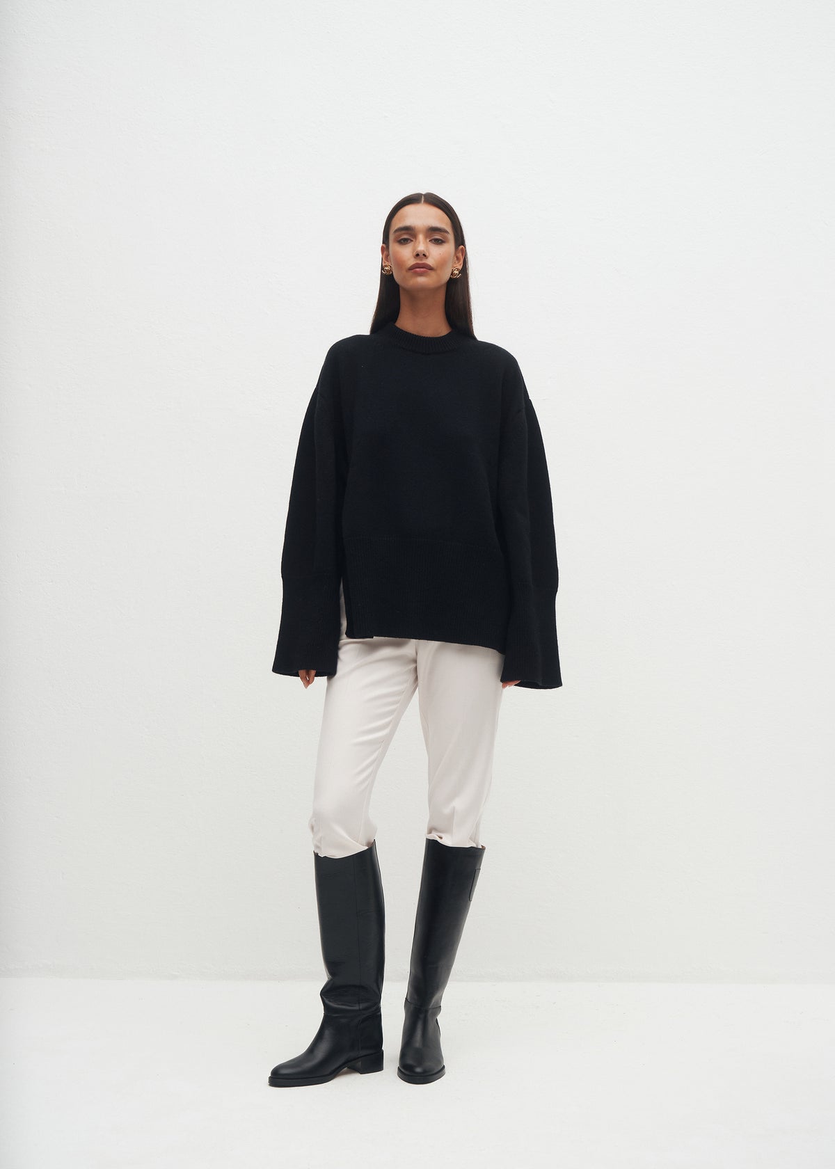 TARDA BLACK KNEE-HIGH BOOTS