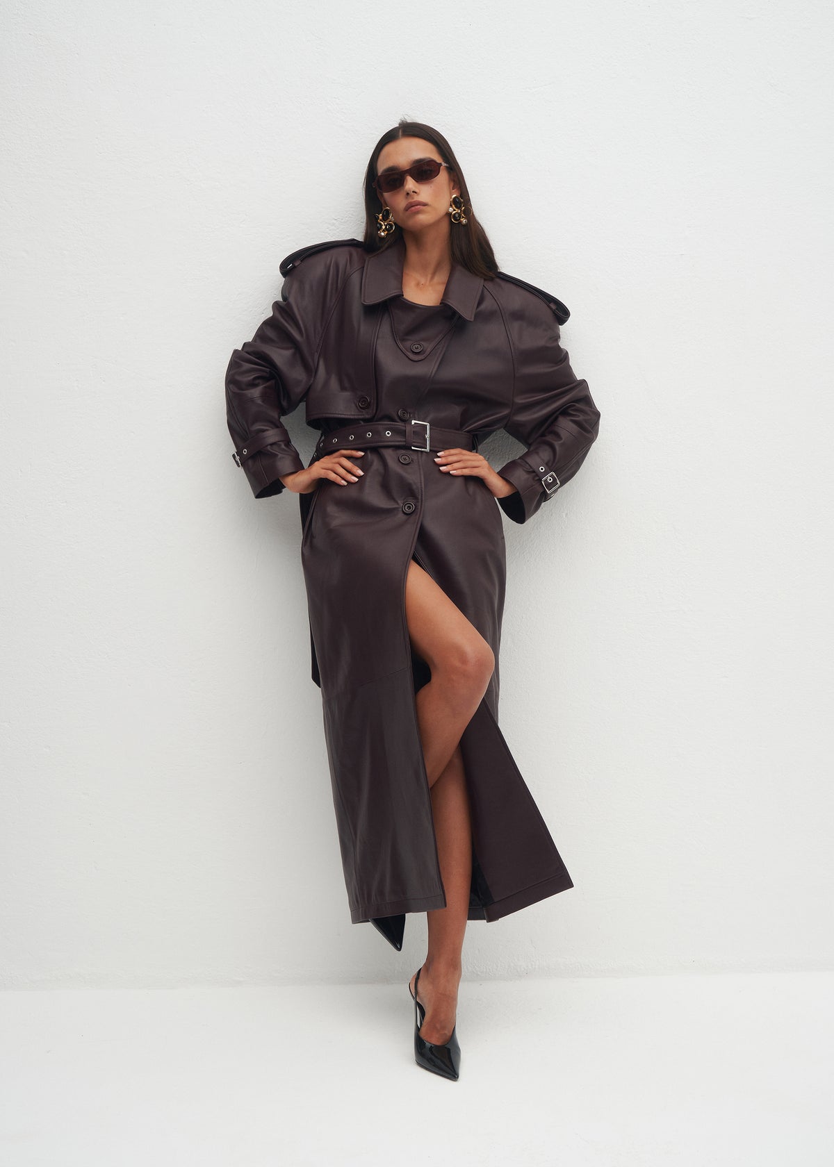SALERNO LEATHER PLUM COAT