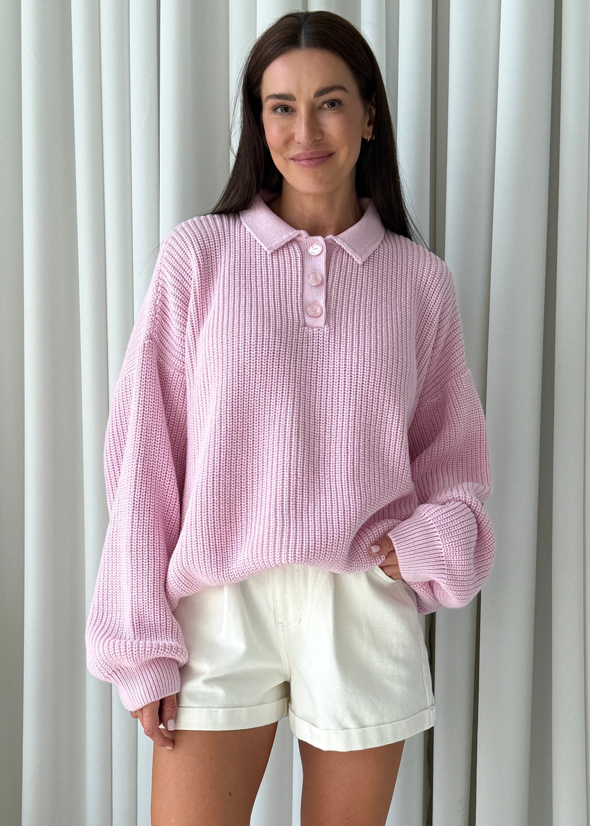SWETER POLO ZURI BABY PINK LECOLLET