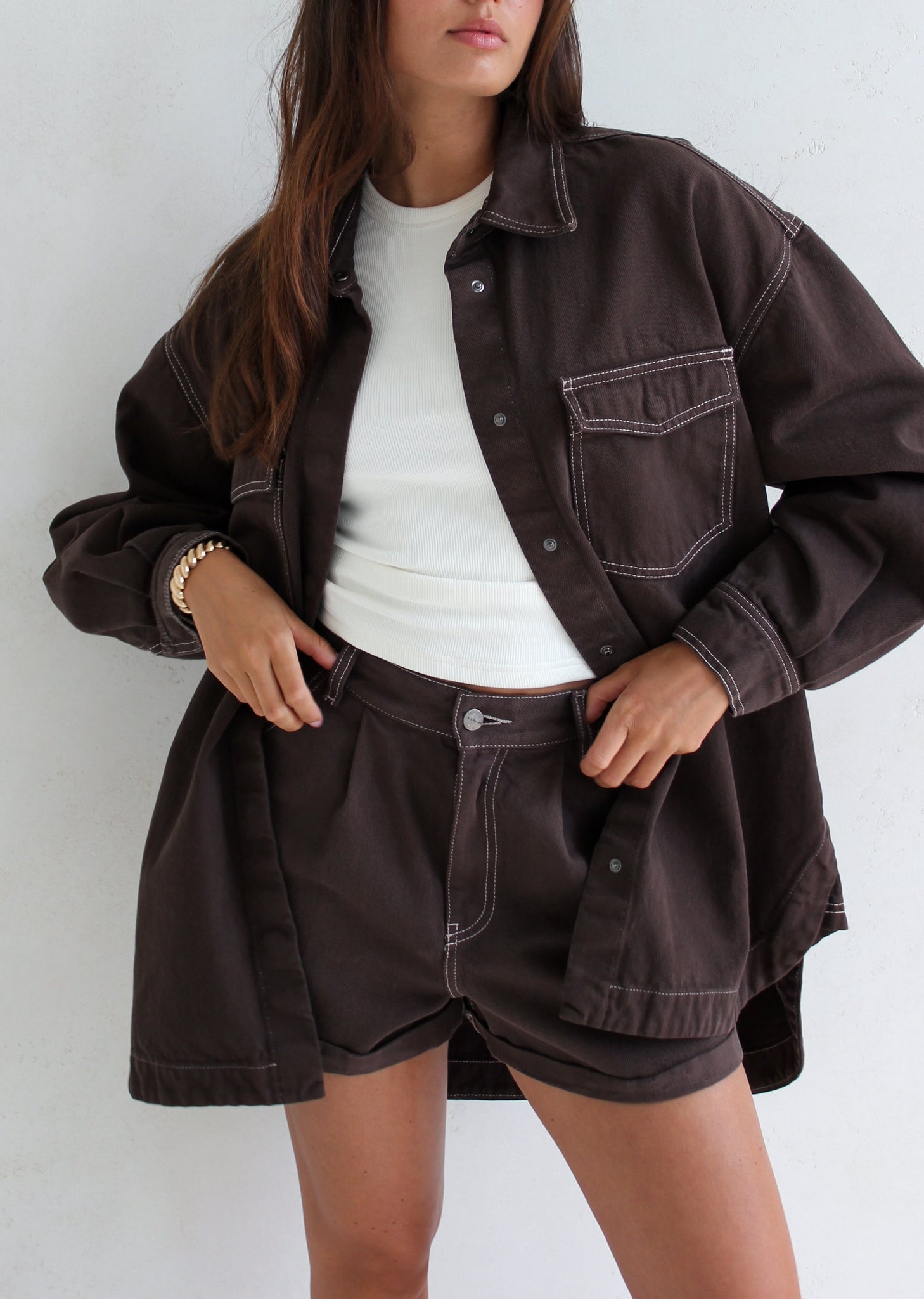 SZORTY VISO RIB BROWN LECOLLET