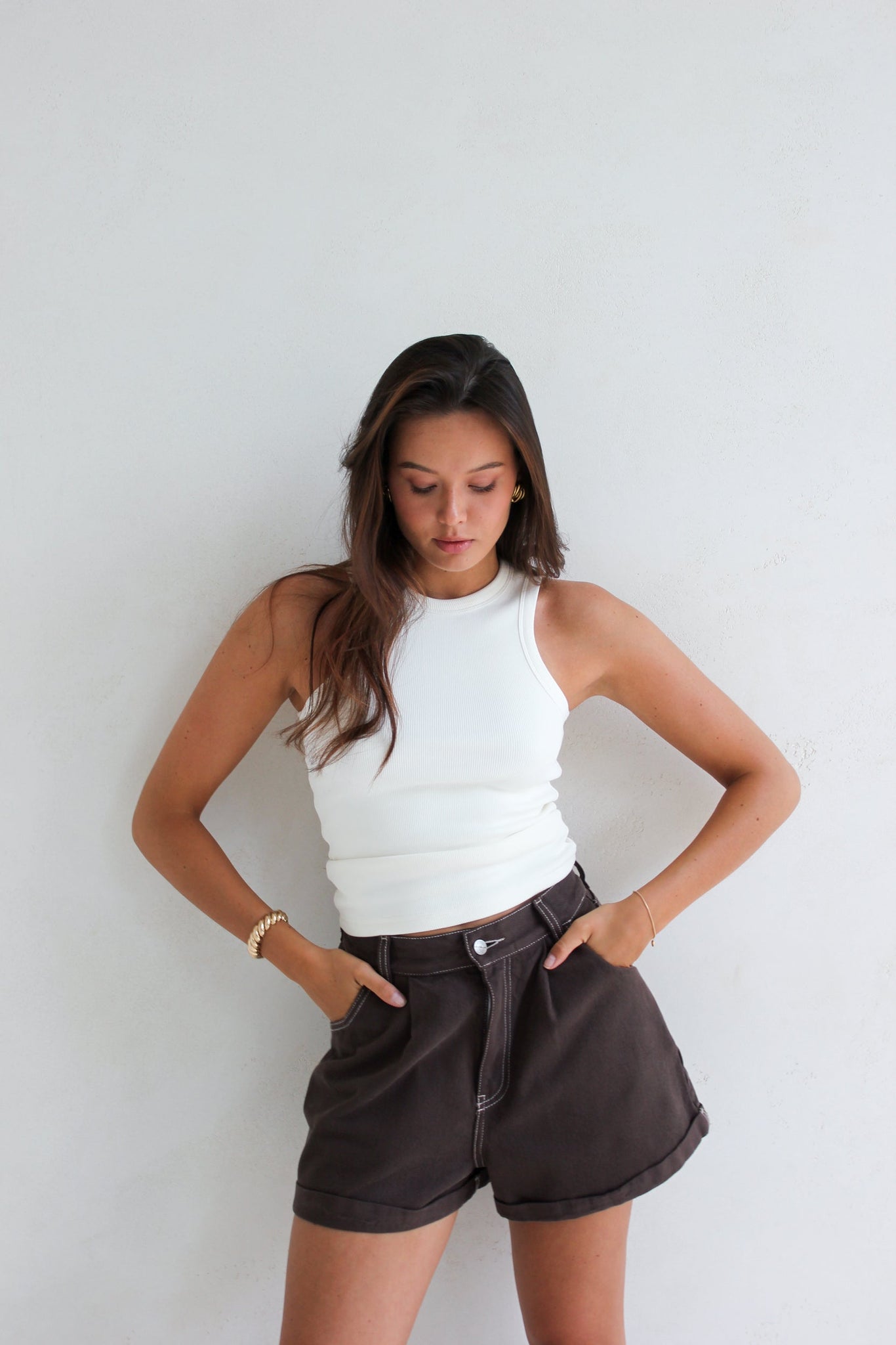 SZORTY VISO RIB BROWN LECOLLET