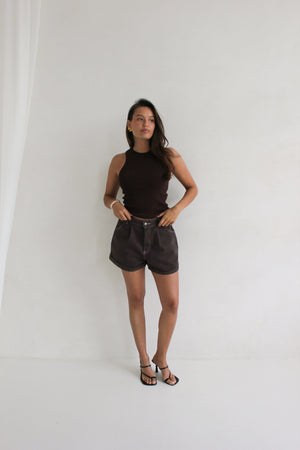 SZORTY VISO RIB BROWN LECOLLET