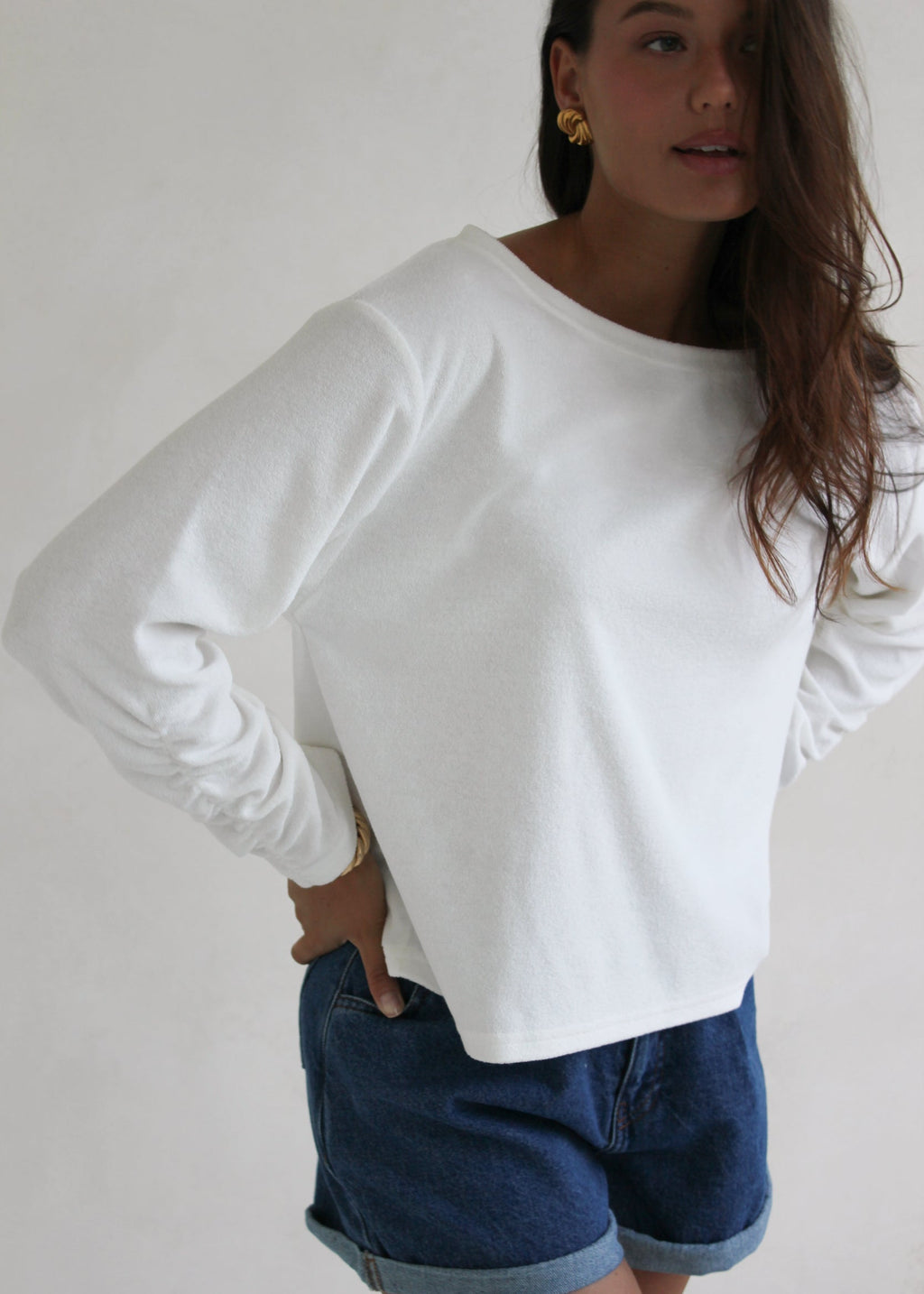 LONGSLEEVE MOLLY SHORT TERRY WHITE LECOLLET
