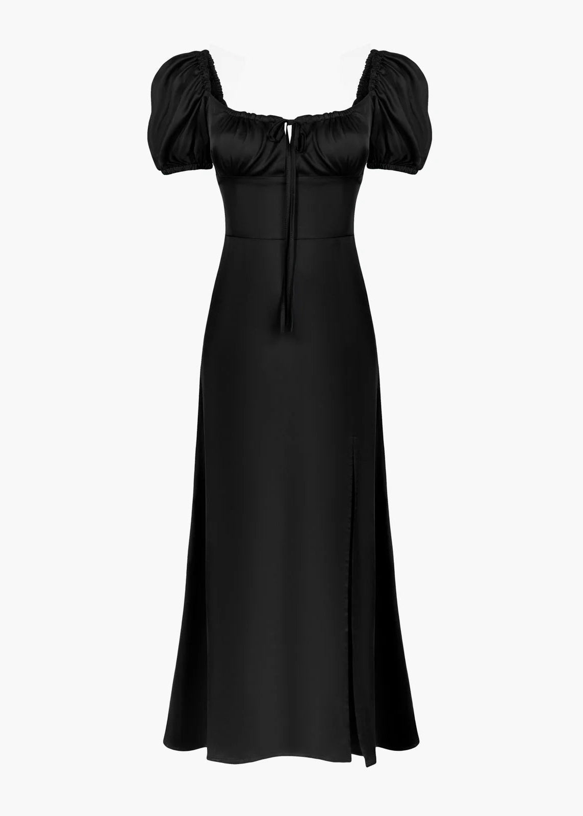 SUKIENKA JULITA ROMANTIC BLACK SATIN LECOLLET