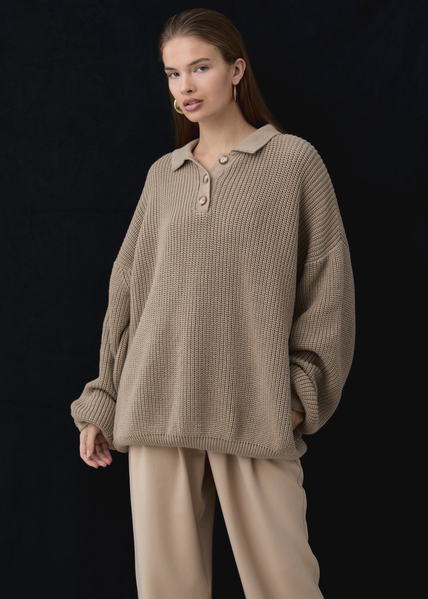 SWETER POLO ZURI TAUPE LECOLLET