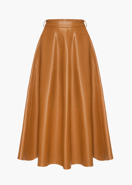 SPÓDNICA MOA FAUX LEATHER BROWN LECOLLET