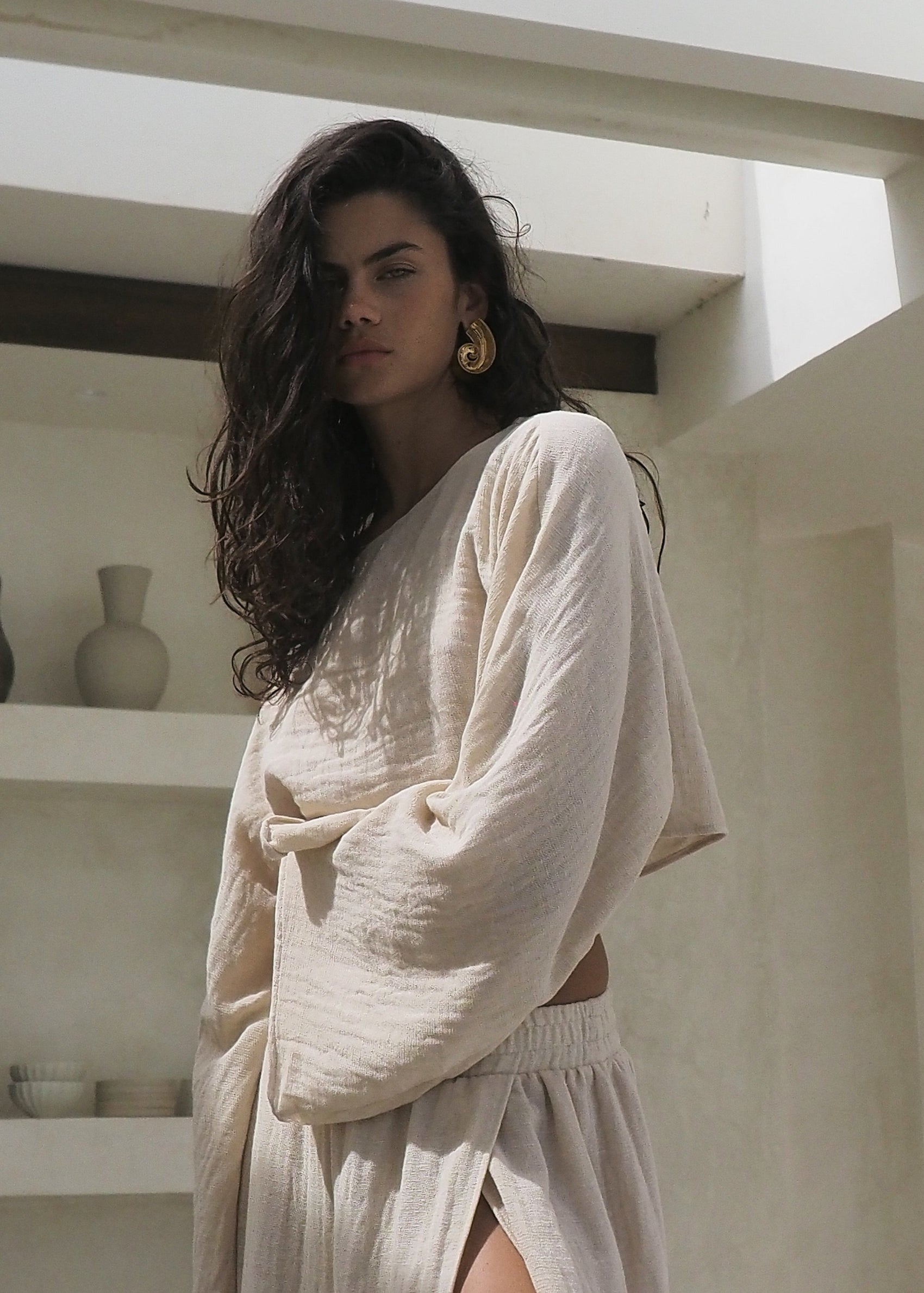 SARA TOP MUSLIN VINTAGE SAND LECOLLET