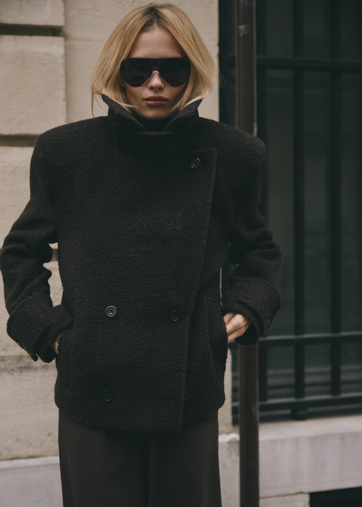 KURTKA IRMIN WOOL BOUCLE BROWN