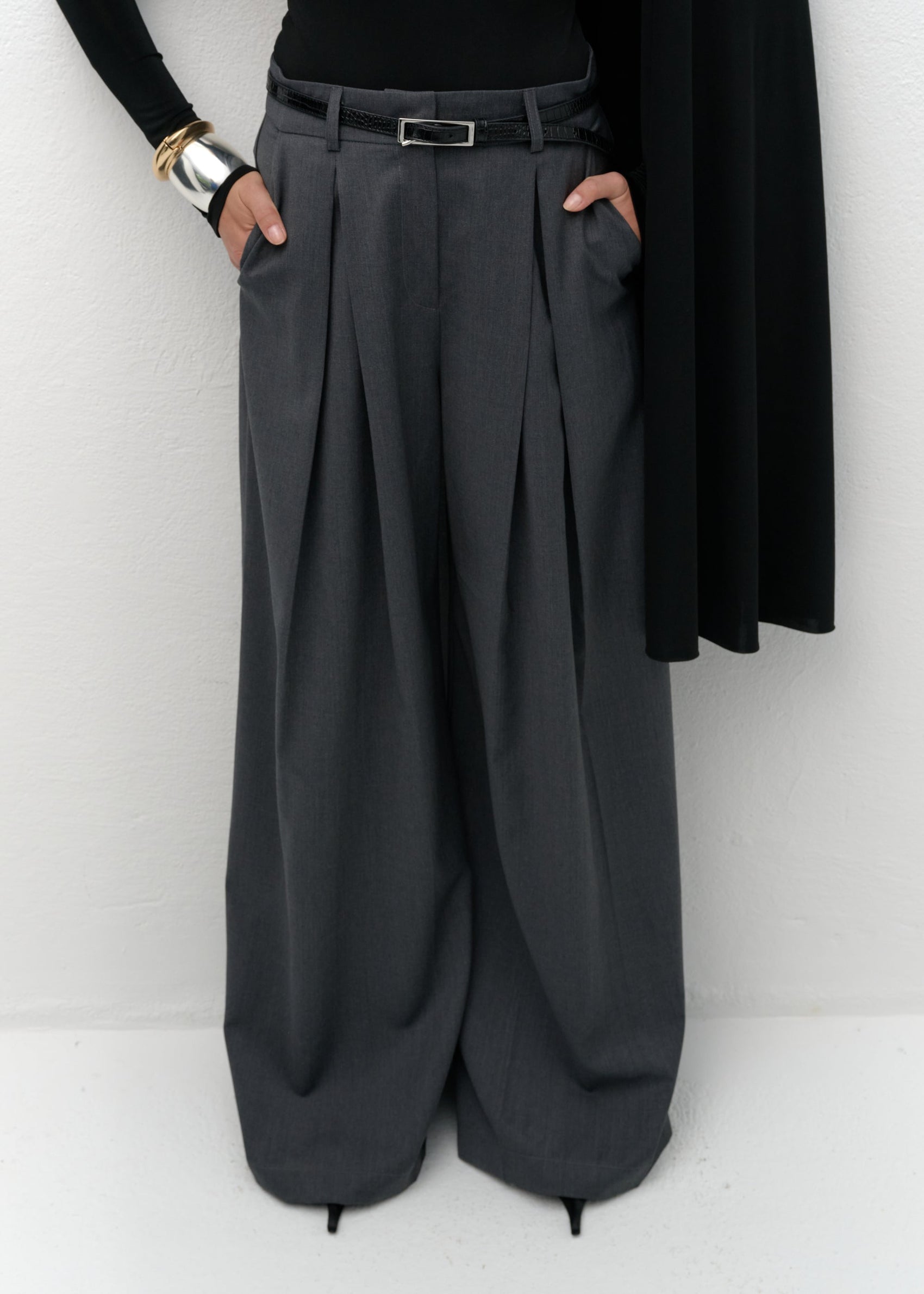 SPODNIE PHOEBE WOOL GREY LECOLLET