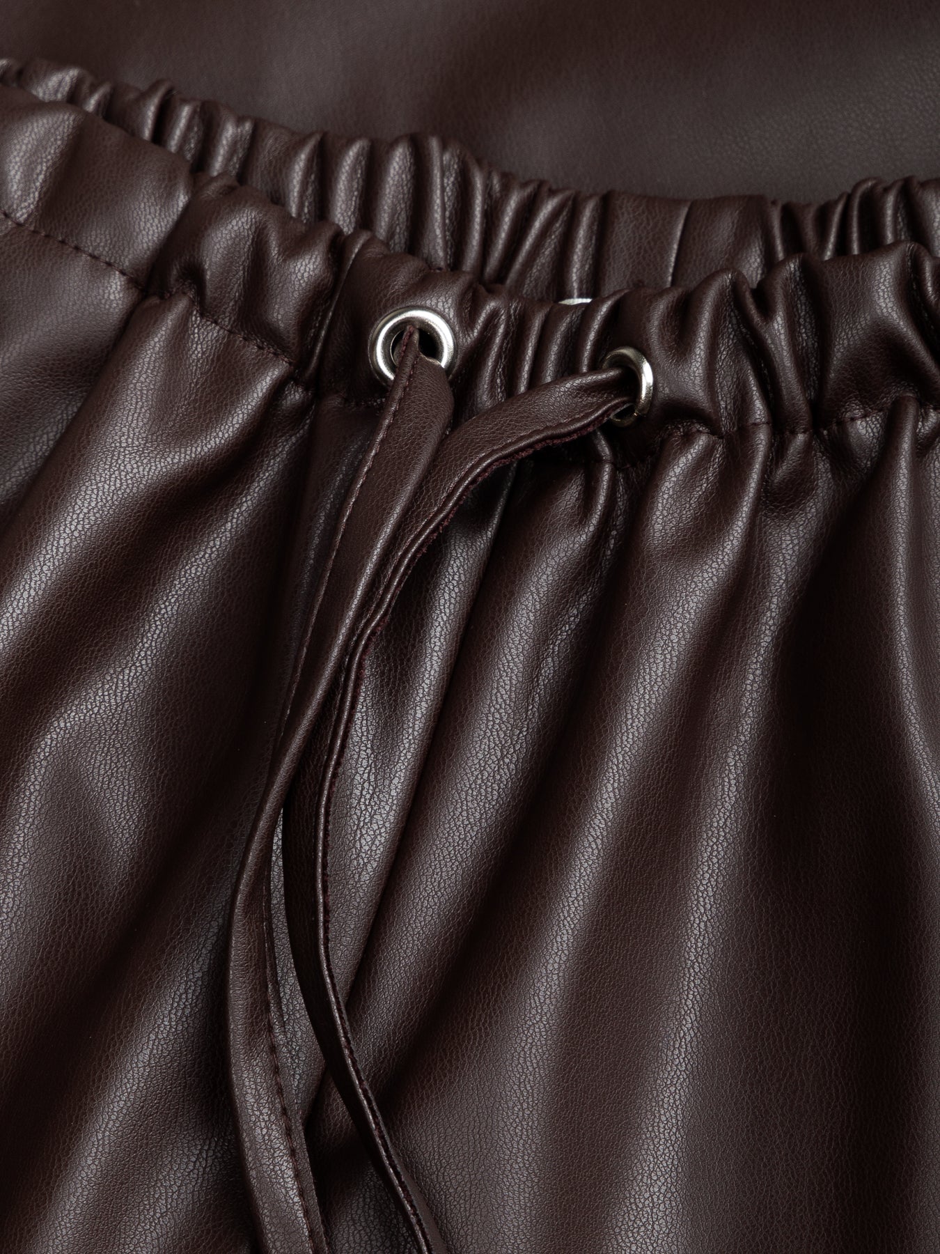 SPODNIE RONI FAUX LEATHER BROWN LECOLLET